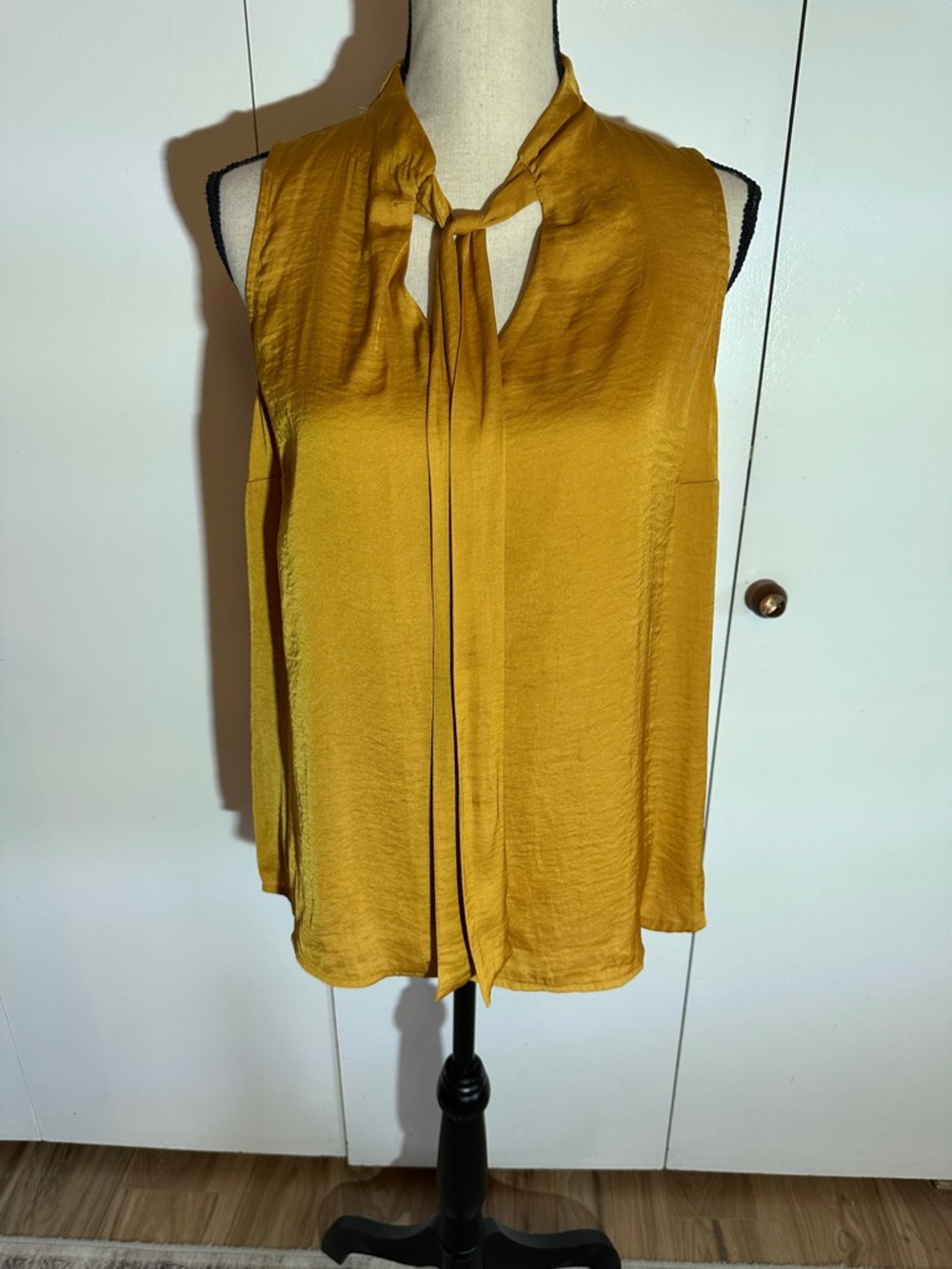 Sleeveless Tie-Neck Blouse in Mustard